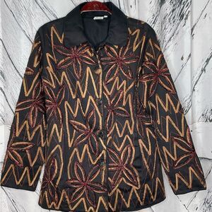 Parsley & Sage Black Ribbon Trim Button Front Jacket Small